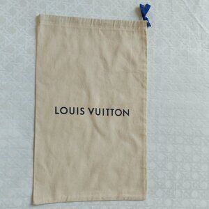 Louis Vuitton Cotton Beige Dust Bag Drawstring Tie Luxury Storage Pouch Spellout